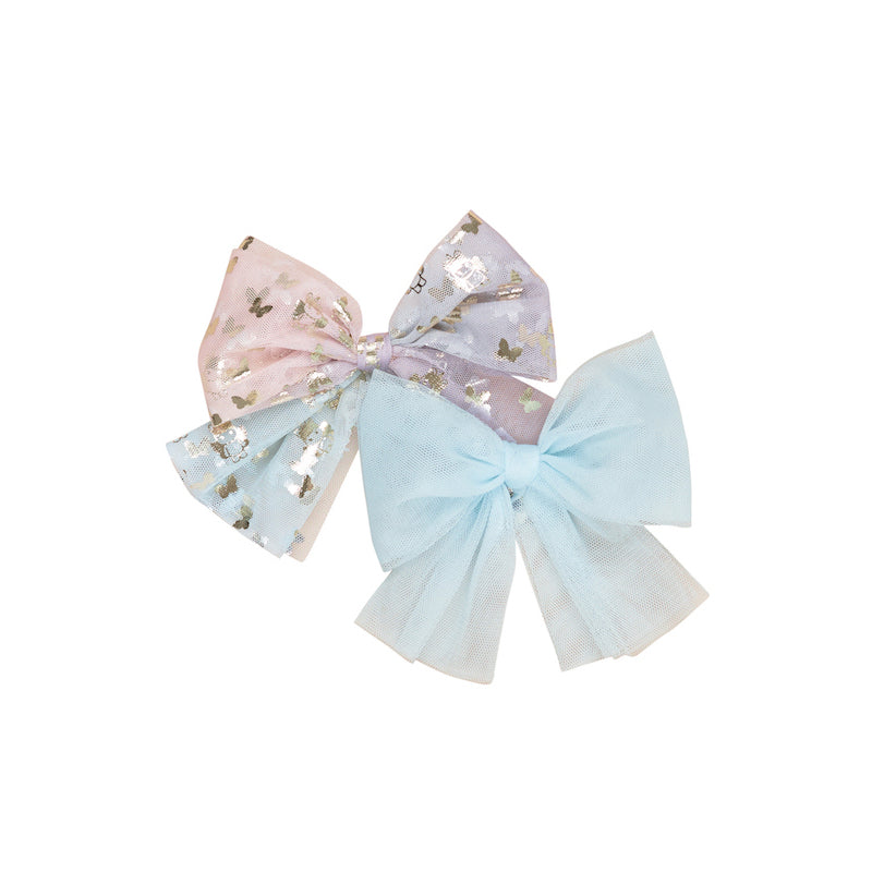 JojoBoutiqueBows 3'' Candy Tulle Baby Hair Clips, Blue