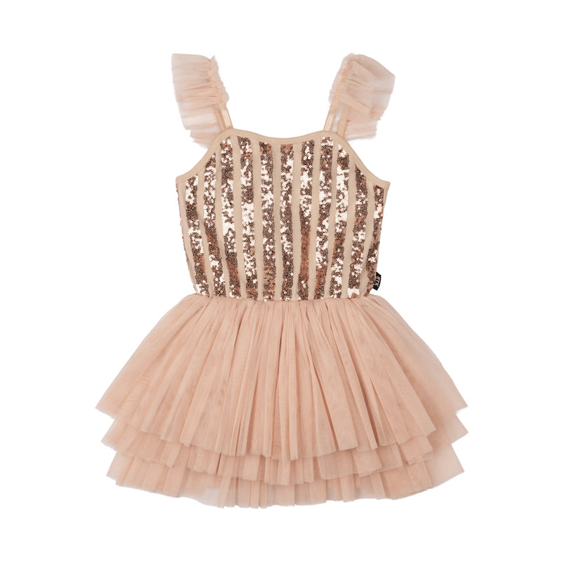 Rock Your Kid Gold Stripe Sequin Tulle Leotard Dress CuteBaby NZ Rock Your Kid Gold Stripe Sequin Tulle Leotard Dress CuteBaby NZ
