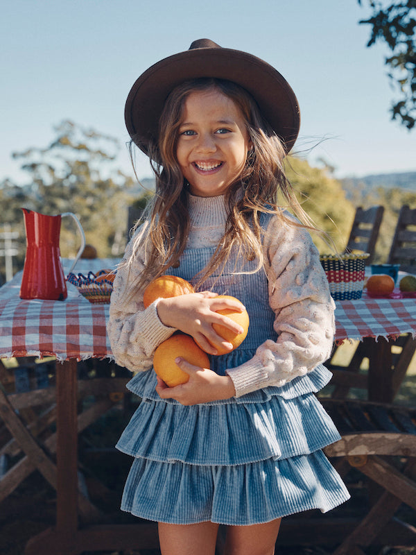 Huxbaby Dusty Blue Cord Pinafore – CuteBaby NZ