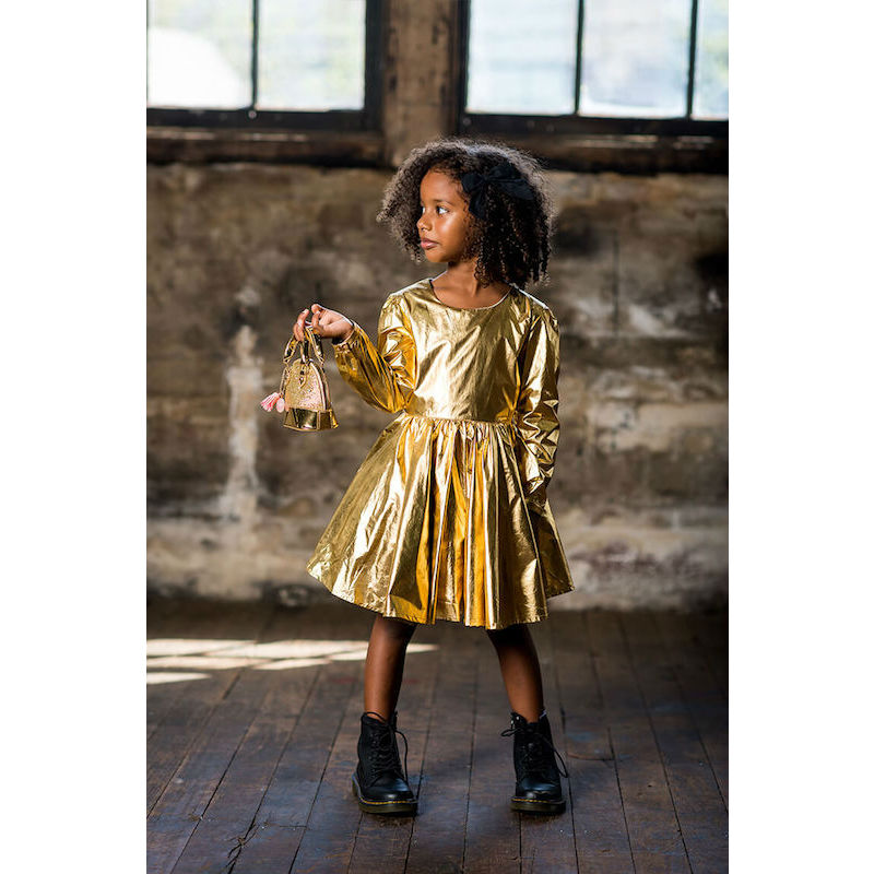 Rock Your Kid Metallic Gold Mad Men LS Dress CuteBaby NZ Rock Your Kid Metallic Gold Mad Men LS Dress CuteBaby NZ